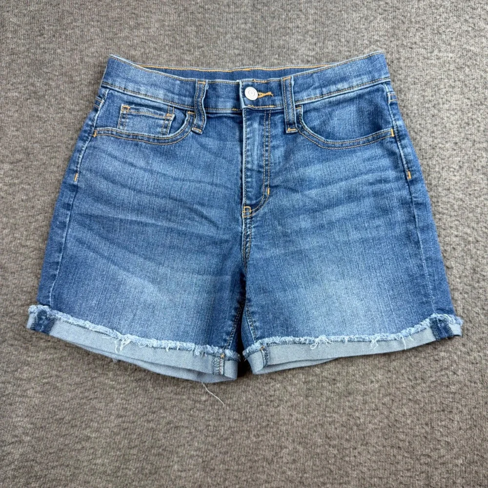 Old Navy Denim Shorts Girls Size 14 Blue Frayed Raw Hem Adjustable Waist
